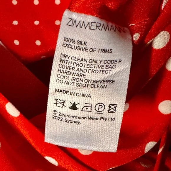 NWT Zimmermann 100% Silk Red Polka Dot Wrap Top | US Size 2P - Picture 9 of 9